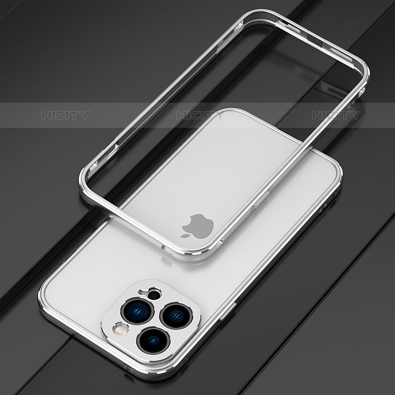 Coque Bumper Luxe Aluminum Metal Etui pour Apple iPhone 15 Pro Max Argent Plus