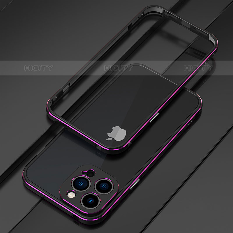 Coque Bumper Luxe Aluminum Metal Etui pour Apple iPhone 15 Pro Max Violet Plus