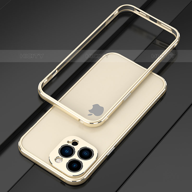 Coque Bumper Luxe Aluminum Metal Etui pour Apple iPhone 16 Pro Max Or Plus