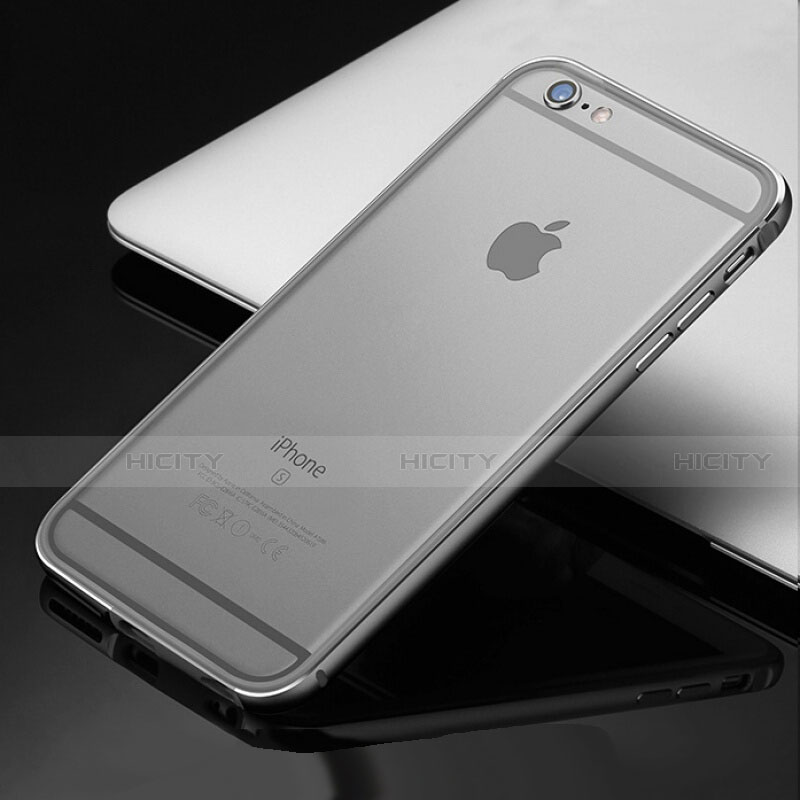 Coque Bumper Luxe Aluminum Metal Etui pour Apple iPhone 6S Gris Plus