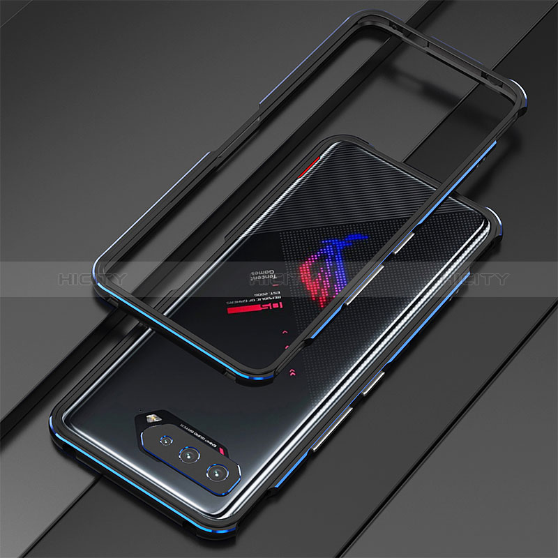 Coque Bumper Luxe Aluminum Metal Etui pour Asus ROG Phone 5 Pro Bleu et Noir Plus