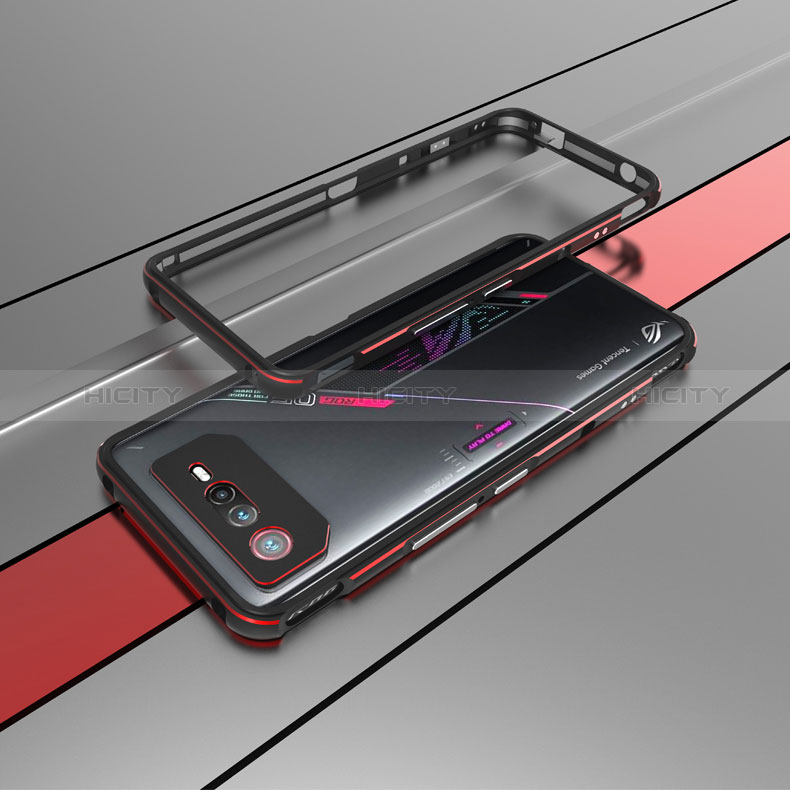 Coque Bumper Luxe Aluminum Metal Etui pour Asus ROG Phone 6 Pro Rouge et Noir Plus