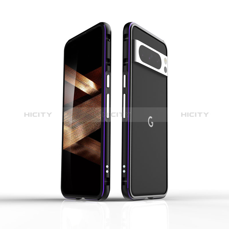 Coque Bumper Luxe Aluminum Metal Etui pour Google Pixel 8 Pro 5G Violet Plus