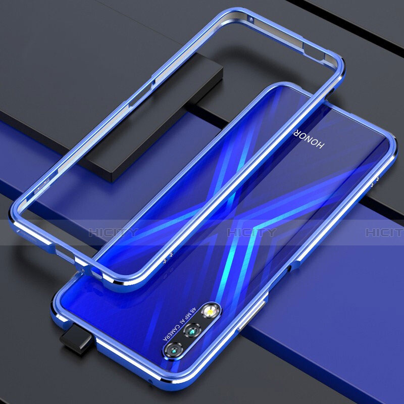 Coque Bumper Luxe Aluminum Metal Etui pour Huawei Honor 9X Bleu Plus