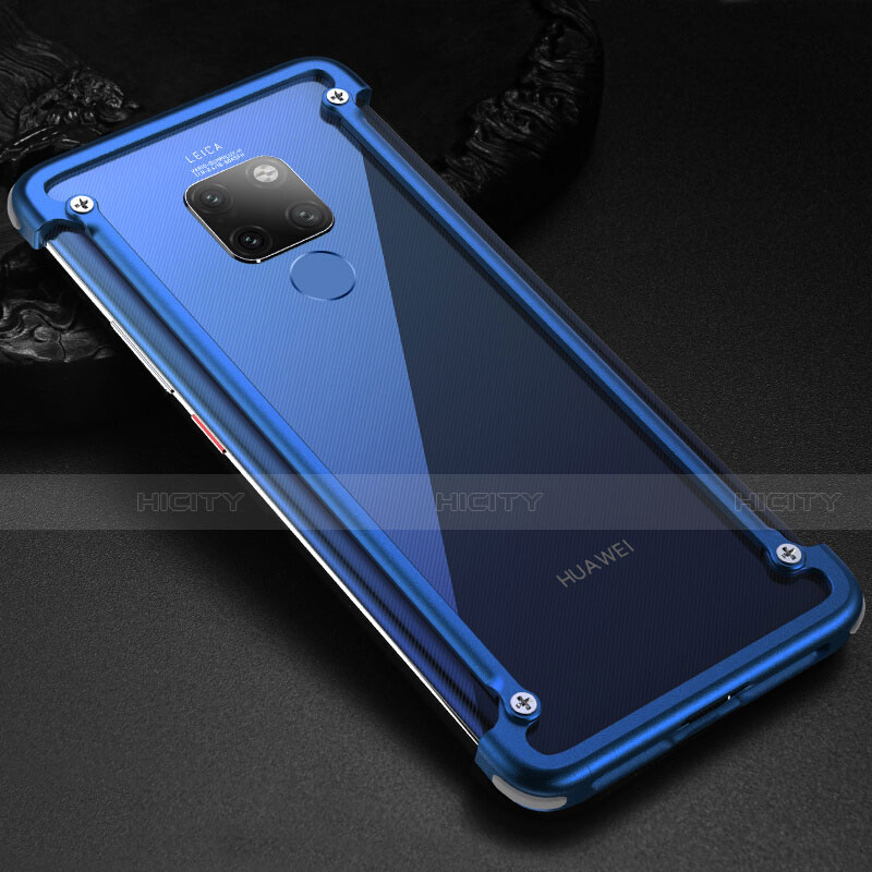 Coque Bumper Luxe Aluminum Metal Etui pour Huawei Mate 20 Bleu Plus