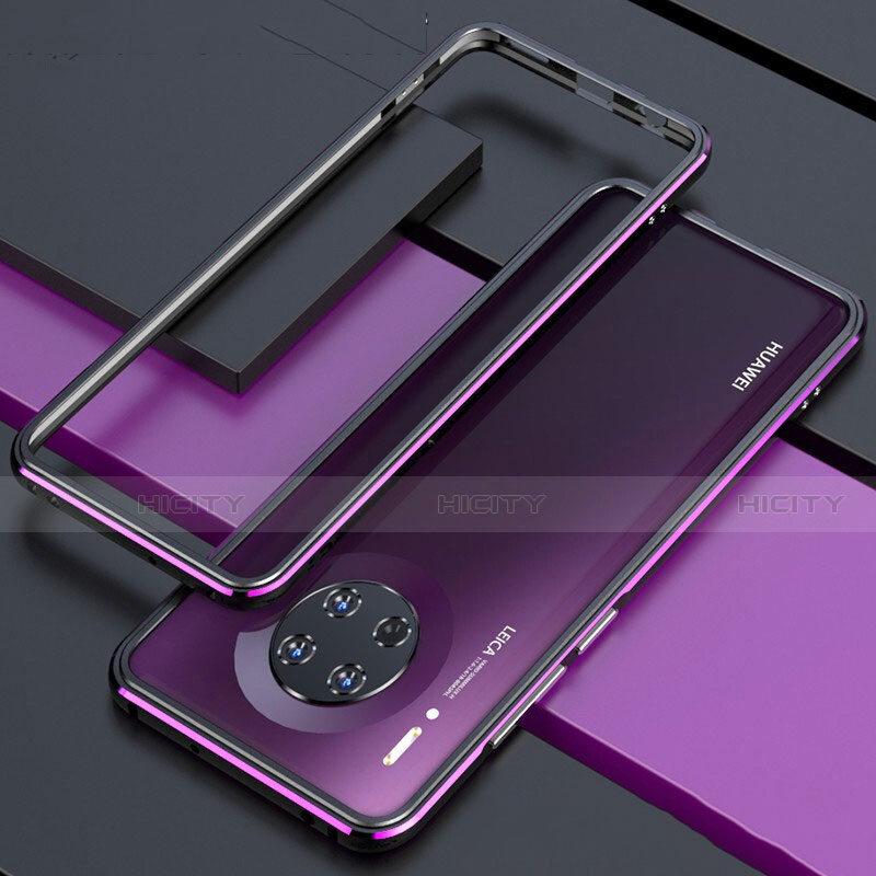 Coque Bumper Luxe Aluminum Metal Etui pour Huawei Mate 30 5G Violet Plus