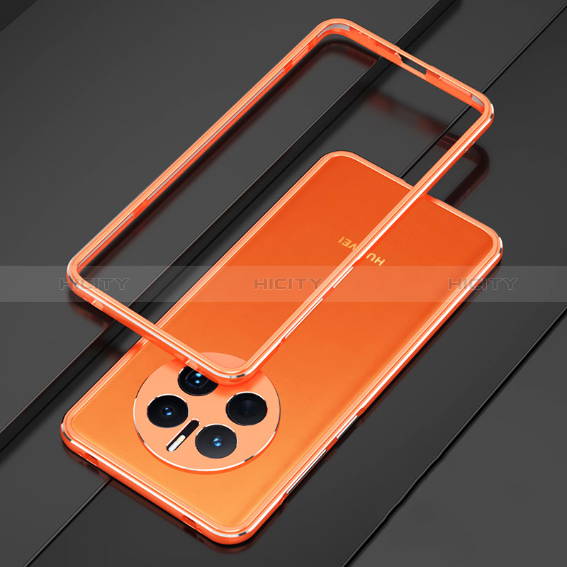 Coque Bumper Luxe Aluminum Metal Etui pour Huawei Mate 50 Orange Plus