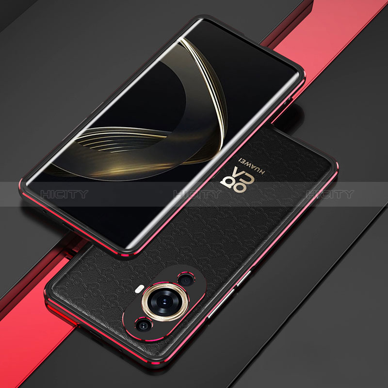 Coque Bumper Luxe Aluminum Metal Etui pour Huawei Nova 11 Rouge et Noir Plus