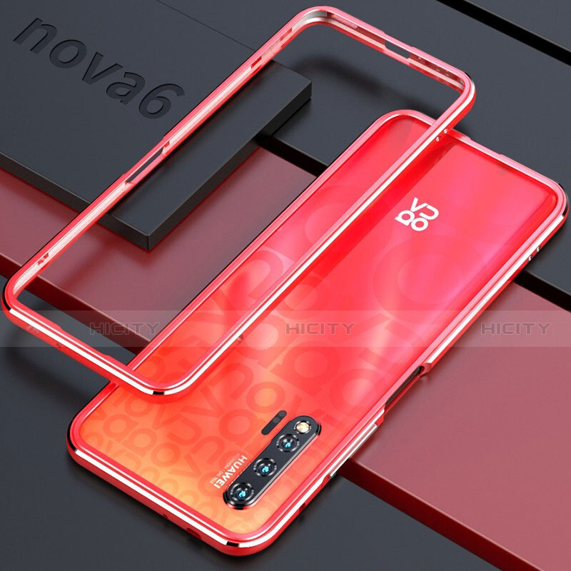 Coque Bumper Luxe Aluminum Metal Etui pour Huawei Nova 6 5G Or Rose Plus