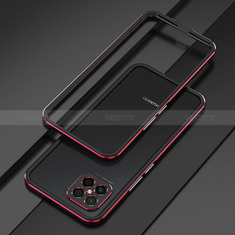 Coque Bumper Luxe Aluminum Metal Etui pour Huawei Nova 8 SE 4G Rouge et Noir Plus