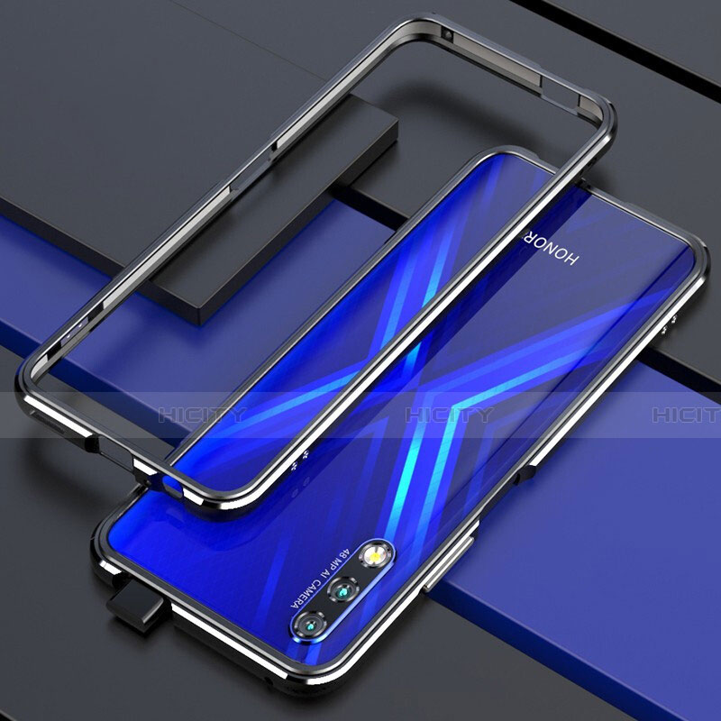 Coque Bumper Luxe Aluminum Metal Etui pour Huawei P Smart Z (2019) Argent et Noir Plus