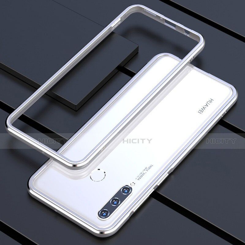 Coque Bumper Luxe Aluminum Metal Etui pour Huawei P30 Lite New Edition Argent Plus