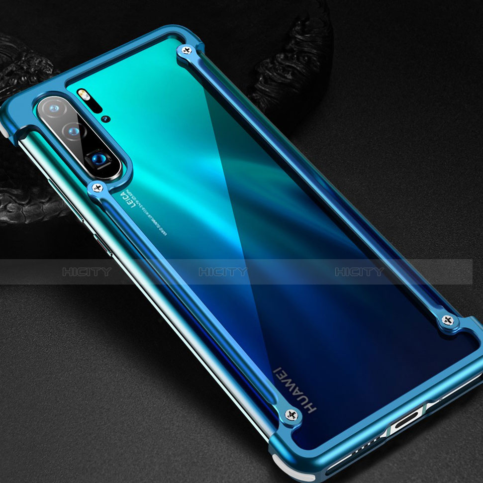 Coque Bumper Luxe Aluminum Metal Etui pour Huawei P30 Pro New Edition Bleu Plus