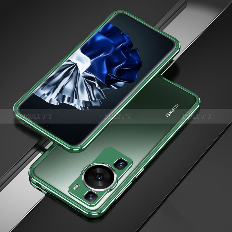 Coque Bumper Luxe Aluminum Metal Etui pour Huawei P60 Vert Plus