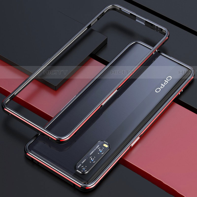 Coque Bumper Luxe Aluminum Metal Etui pour Oppo Find X2 Rouge Plus