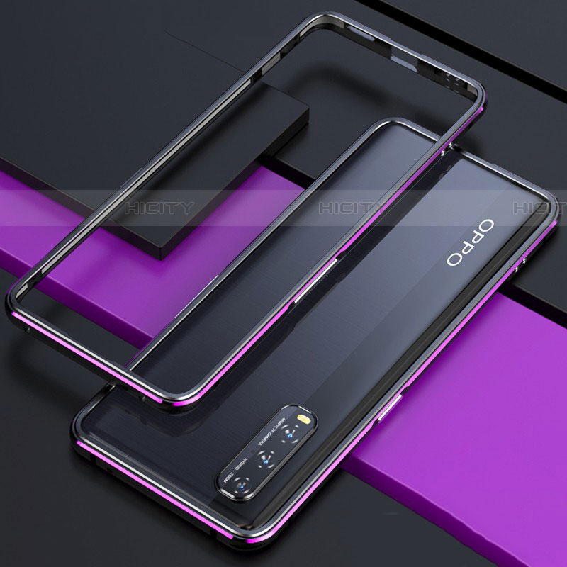 Coque Bumper Luxe Aluminum Metal Etui pour Oppo Find X2 Violet Plus