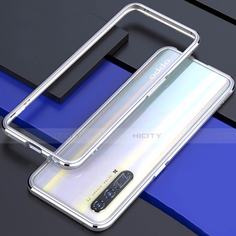 Coque Bumper Luxe Aluminum Metal Etui pour Oppo Reno3 Argent Plus