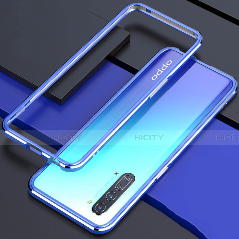 Coque Bumper Luxe Aluminum Metal Etui pour Oppo Reno3 Bleu Plus