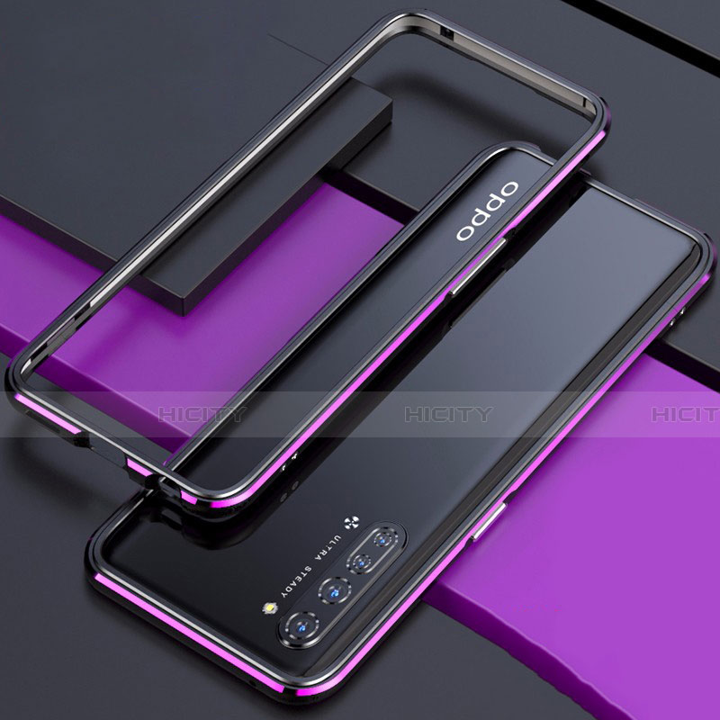 Coque Bumper Luxe Aluminum Metal Etui pour Oppo Reno3 Violet Plus