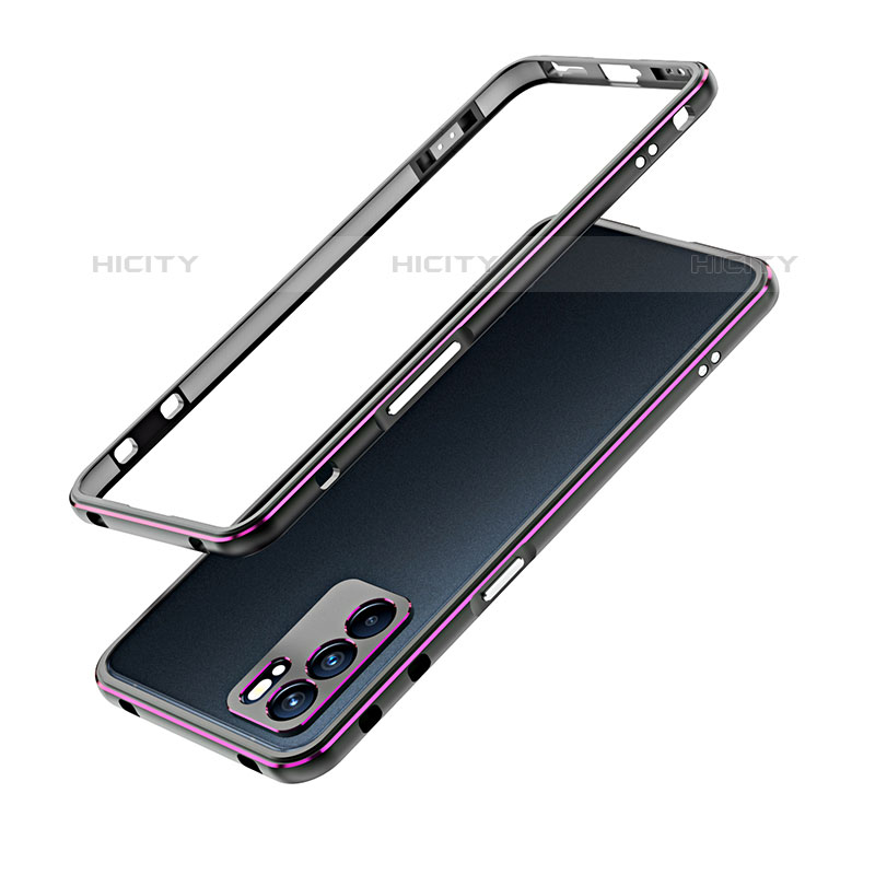 Coque Bumper Luxe Aluminum Metal Etui pour Oppo Reno6 5G Violet Plus