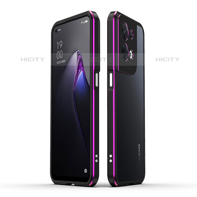 Coque Bumper Luxe Aluminum Metal Etui pour Oppo Reno8 5G Violet Plus