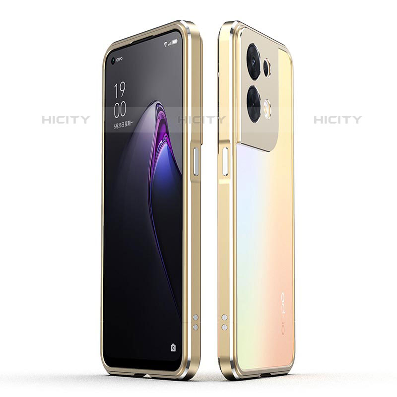 Coque Bumper Luxe Aluminum Metal Etui pour Oppo Reno9 5G Or Plus