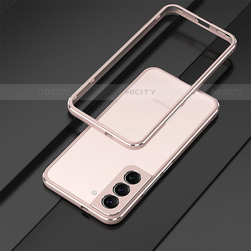 Coque Bumper Luxe Aluminum Metal Etui pour Samsung Galaxy S22 Plus 5G Or Rose Plus