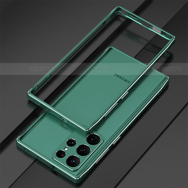 Coque Bumper Luxe Aluminum Metal Etui pour Samsung Galaxy S22 Ultra 5G Vert Plus