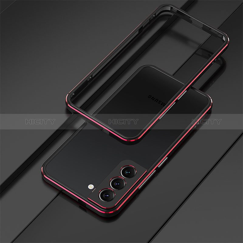 Coque Bumper Luxe Aluminum Metal Etui pour Samsung Galaxy S24 Plus 5G Rouge et Noir Plus