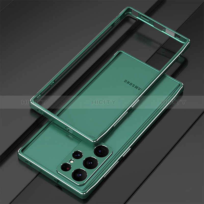 Coque Bumper Luxe Aluminum Metal Etui pour Samsung Galaxy S25 Ultra 5G Vert Plus