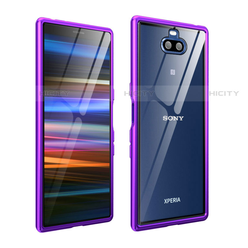 Coque Bumper Luxe Aluminum Metal Etui pour Sony Xperia 10 Plus Violet Plus