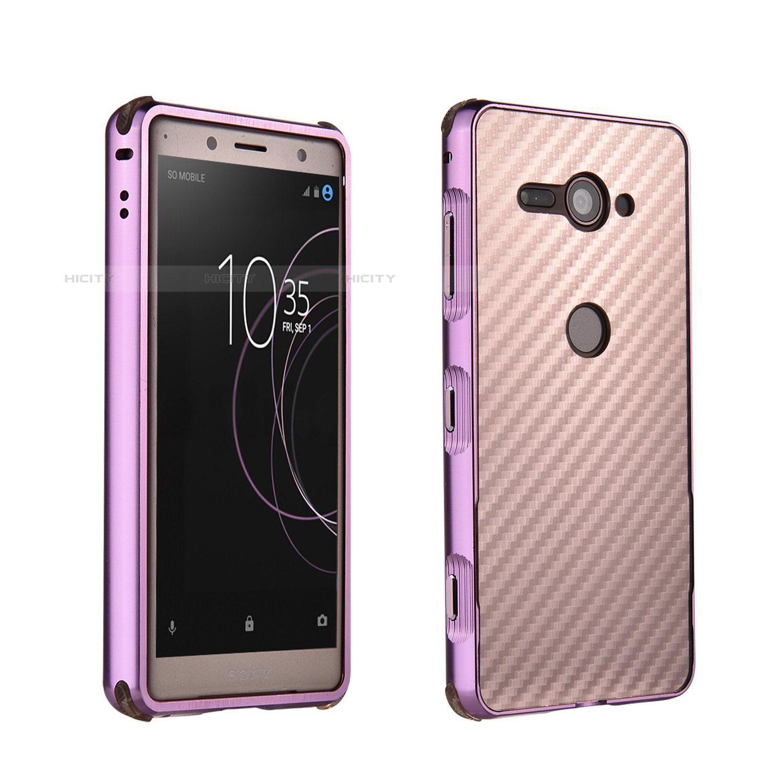 Coque Bumper Luxe Aluminum Metal Etui pour Sony Xperia XZ2 Compact Violet Plus