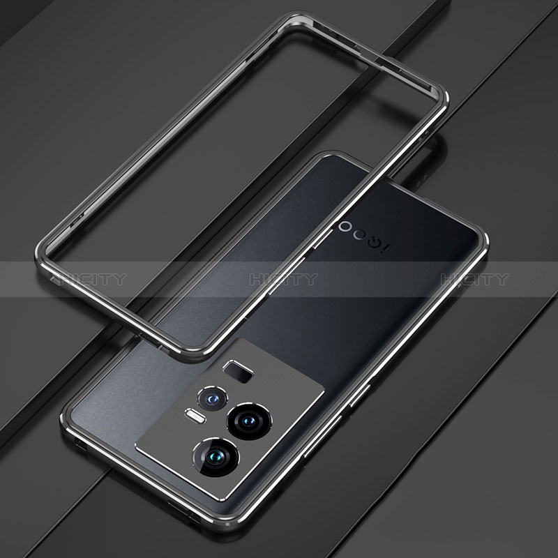 Coque Bumper Luxe Aluminum Metal Etui pour Vivo iQOO 11 Pro 5G Bleu et Noir Plus