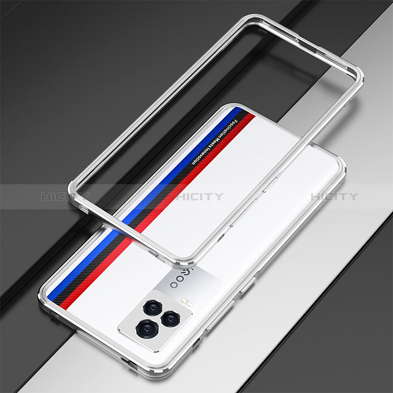 Coque Bumper Luxe Aluminum Metal Etui pour Vivo iQOO 7 5G Argent Plus