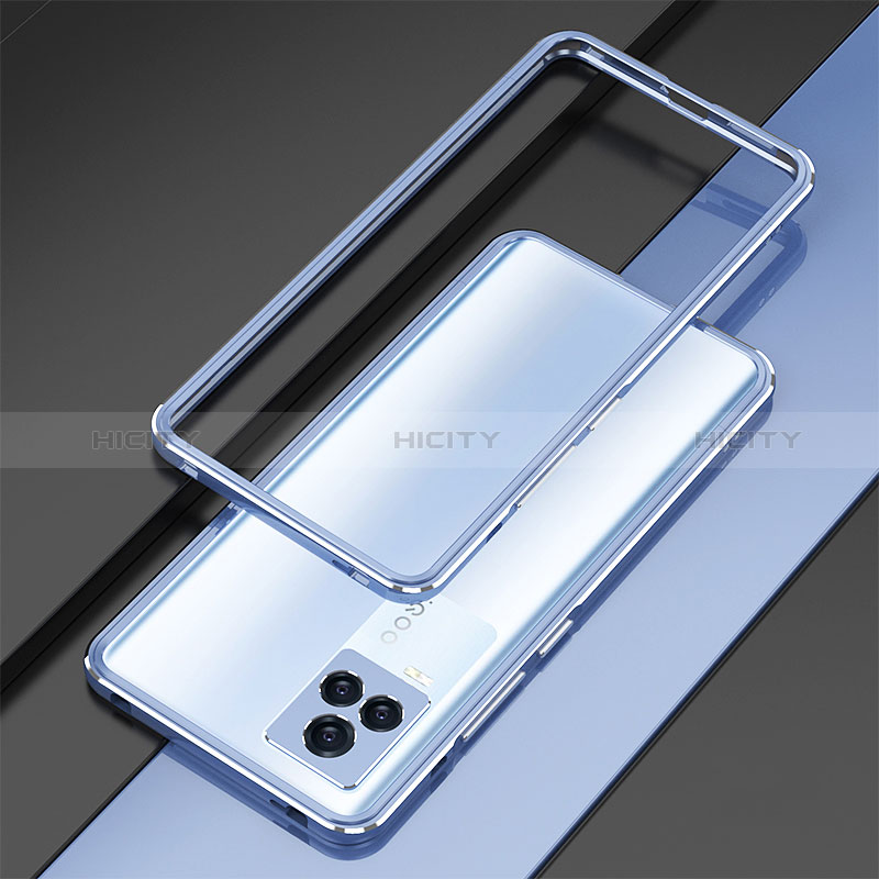 Coque Bumper Luxe Aluminum Metal Etui pour Vivo iQOO 7 5G Bleu Ciel Plus