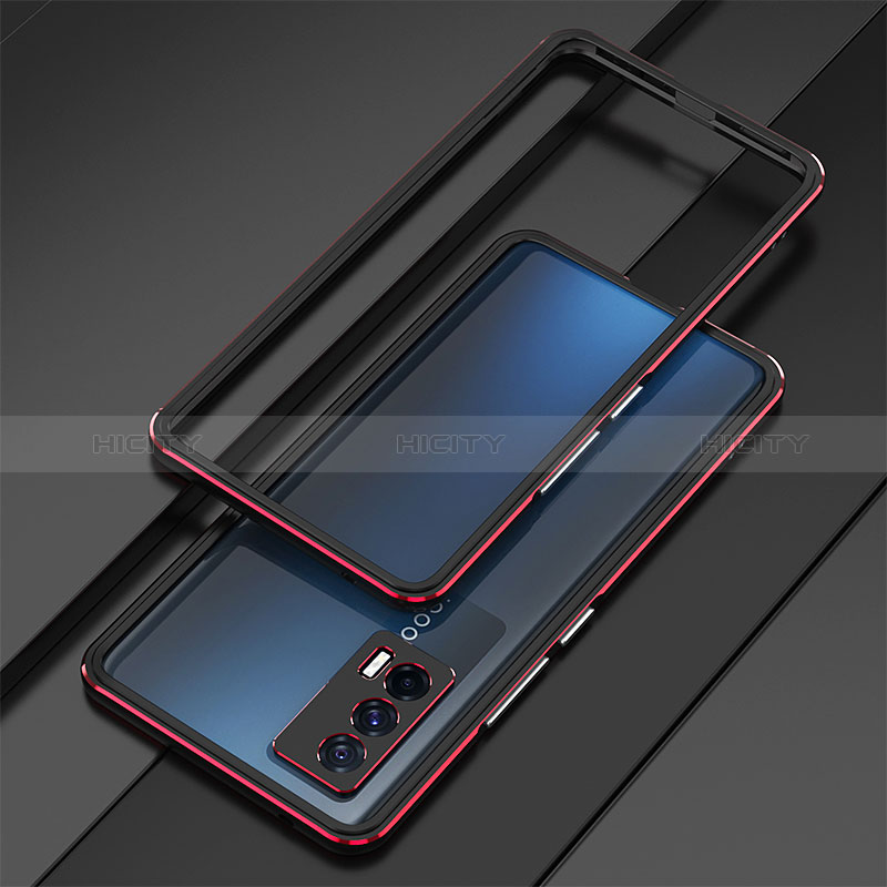 Coque Bumper Luxe Aluminum Metal Etui pour Vivo iQOO 7 India 5G Rouge et Noir Plus