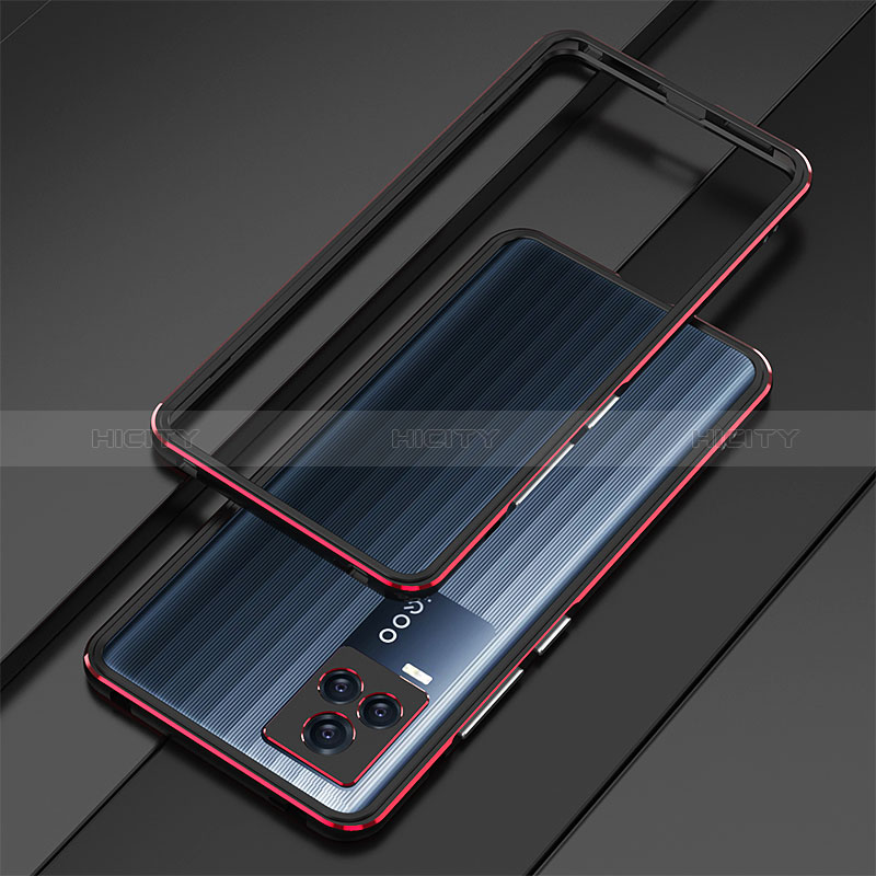 Coque Bumper Luxe Aluminum Metal Etui pour Vivo iQOO 7 Legend 5G Rouge et Noir Plus