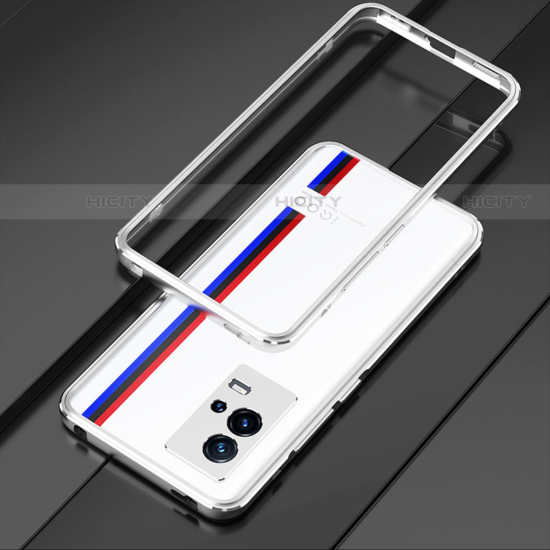 Coque Bumper Luxe Aluminum Metal Etui pour Vivo iQOO 8 5G Argent Plus