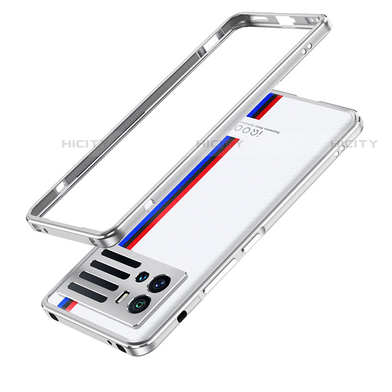 Coque Bumper Luxe Aluminum Metal Etui pour Vivo iQOO 9 Pro 5G Argent Plus