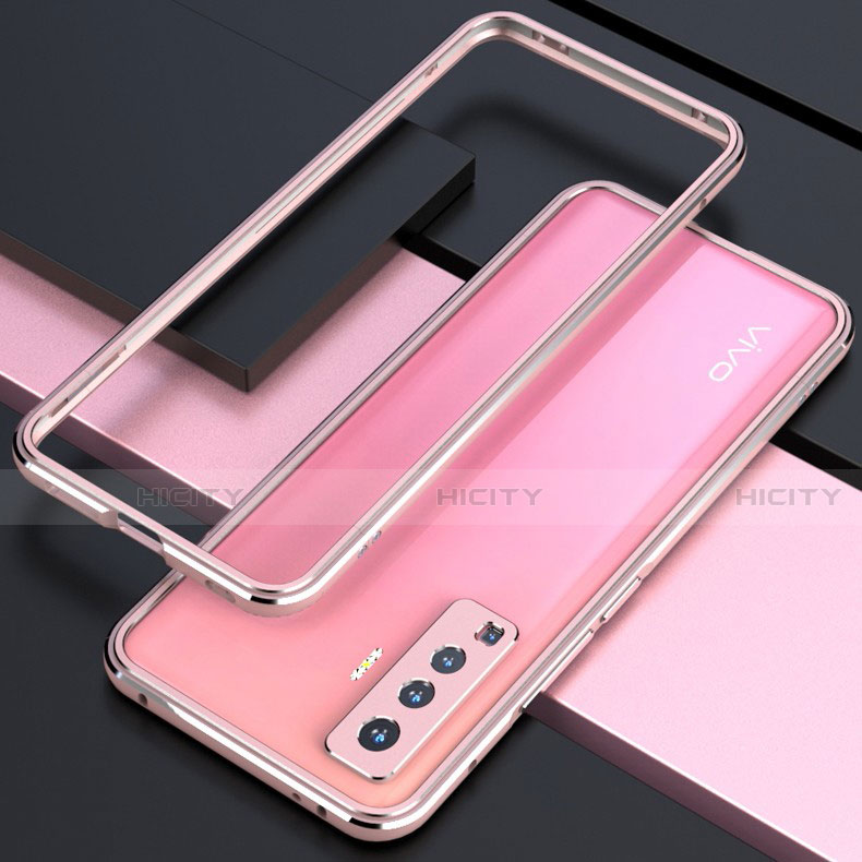 Coque Bumper Luxe Aluminum Metal Etui pour Vivo X50 5G Rose Plus