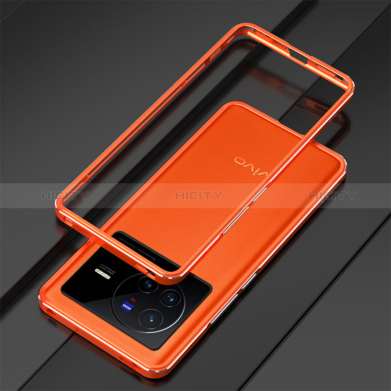 Coque Bumper Luxe Aluminum Metal Etui pour Vivo X80 Pro 5G Orange Plus