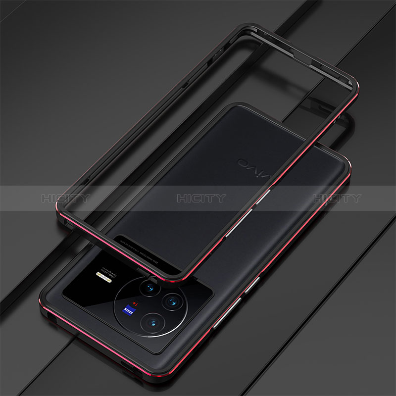 Coque Bumper Luxe Aluminum Metal Etui pour Vivo X80 Pro 5G Rouge et Noir Plus