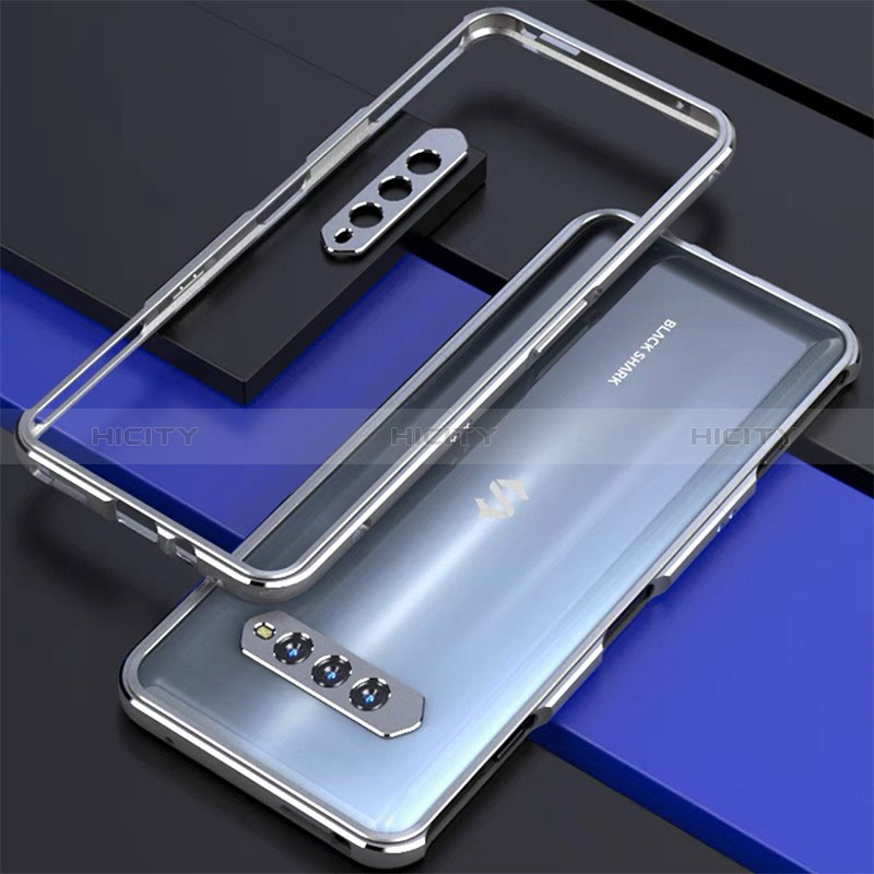 Coque Bumper Luxe Aluminum Metal Etui pour Xiaomi Black Shark 4S Pro 5G Argent Plus