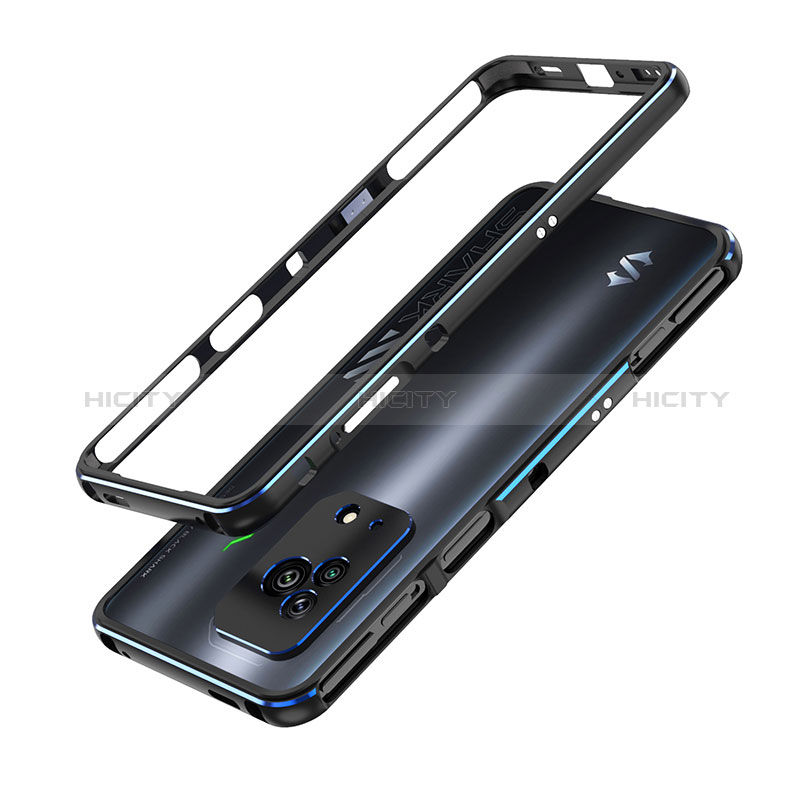 Coque Bumper Luxe Aluminum Metal Etui pour Xiaomi Black Shark 5 Pro 5G Bleu et Noir Plus