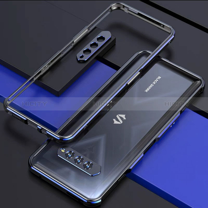 Coque Bumper Luxe Aluminum Metal Etui pour Xiaomi Black Shark 5 RS 5G Bleu et Noir Plus