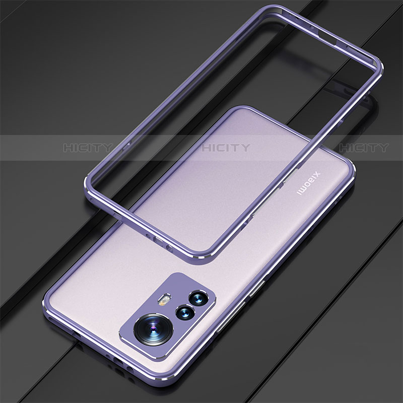 Coque Bumper Luxe Aluminum Metal Etui pour Xiaomi Mi 12 Pro 5G Violet Clair Plus