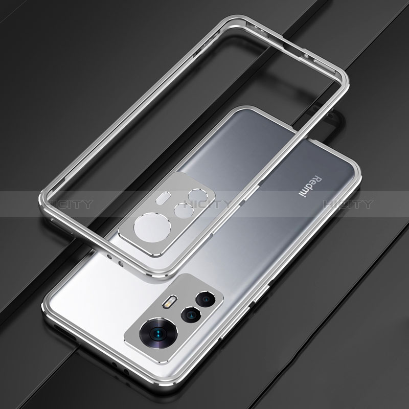 Coque Bumper Luxe Aluminum Metal Etui pour Xiaomi Mi 12T 5G Argent Plus