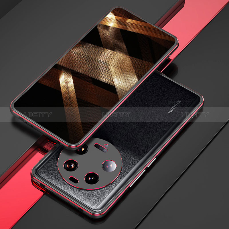 Coque Bumper Luxe Aluminum Metal Etui pour Xiaomi Mi 13 Ultra 5G Rouge et Noir Plus