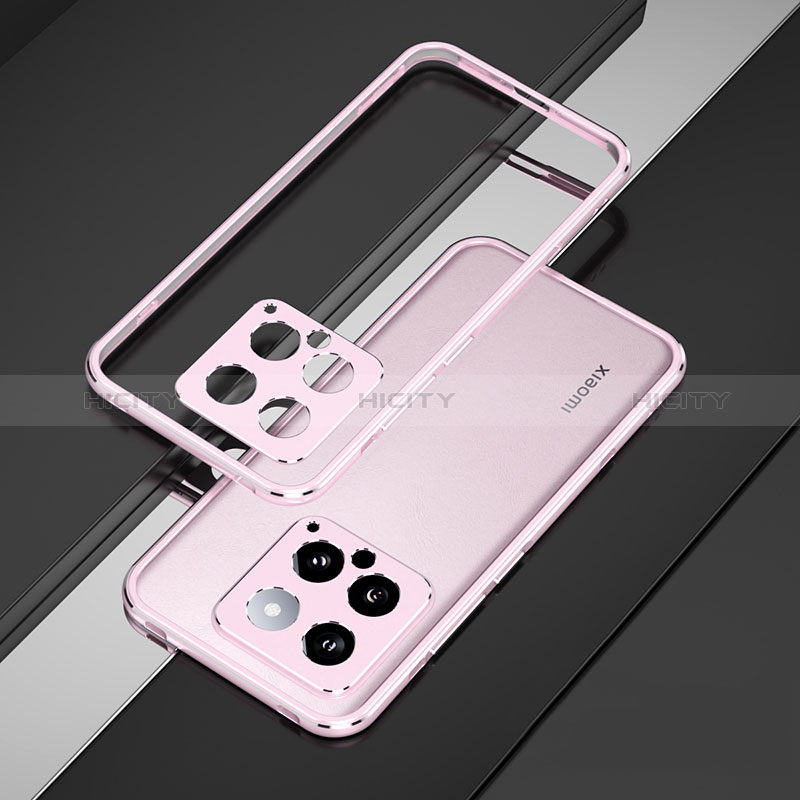 Coque Bumper Luxe Aluminum Metal Etui pour Xiaomi Mi 14 5G Or Rose Plus