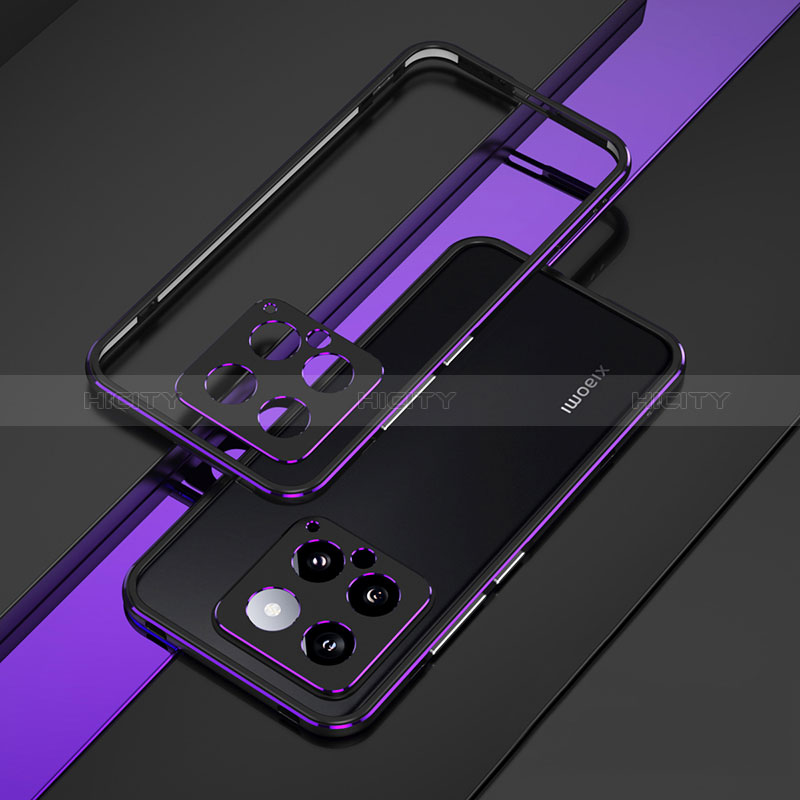 Coque Bumper Luxe Aluminum Metal Etui pour Xiaomi Mi 14 5G Violet Plus